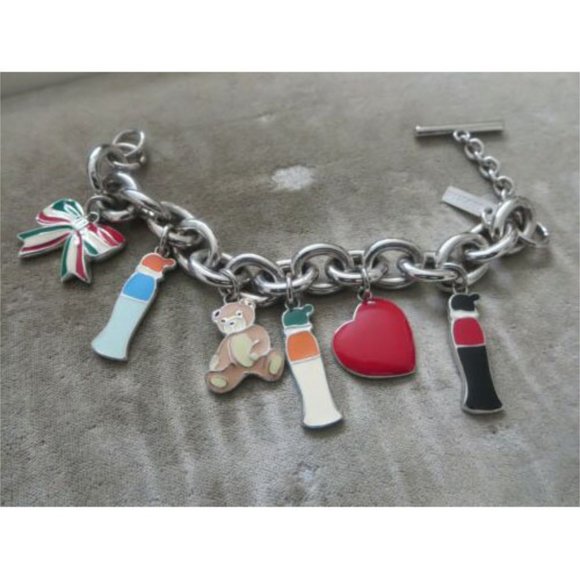 Moschino Vintage Charm Bracelet Heart Bear Bow - Picture 2 of 3